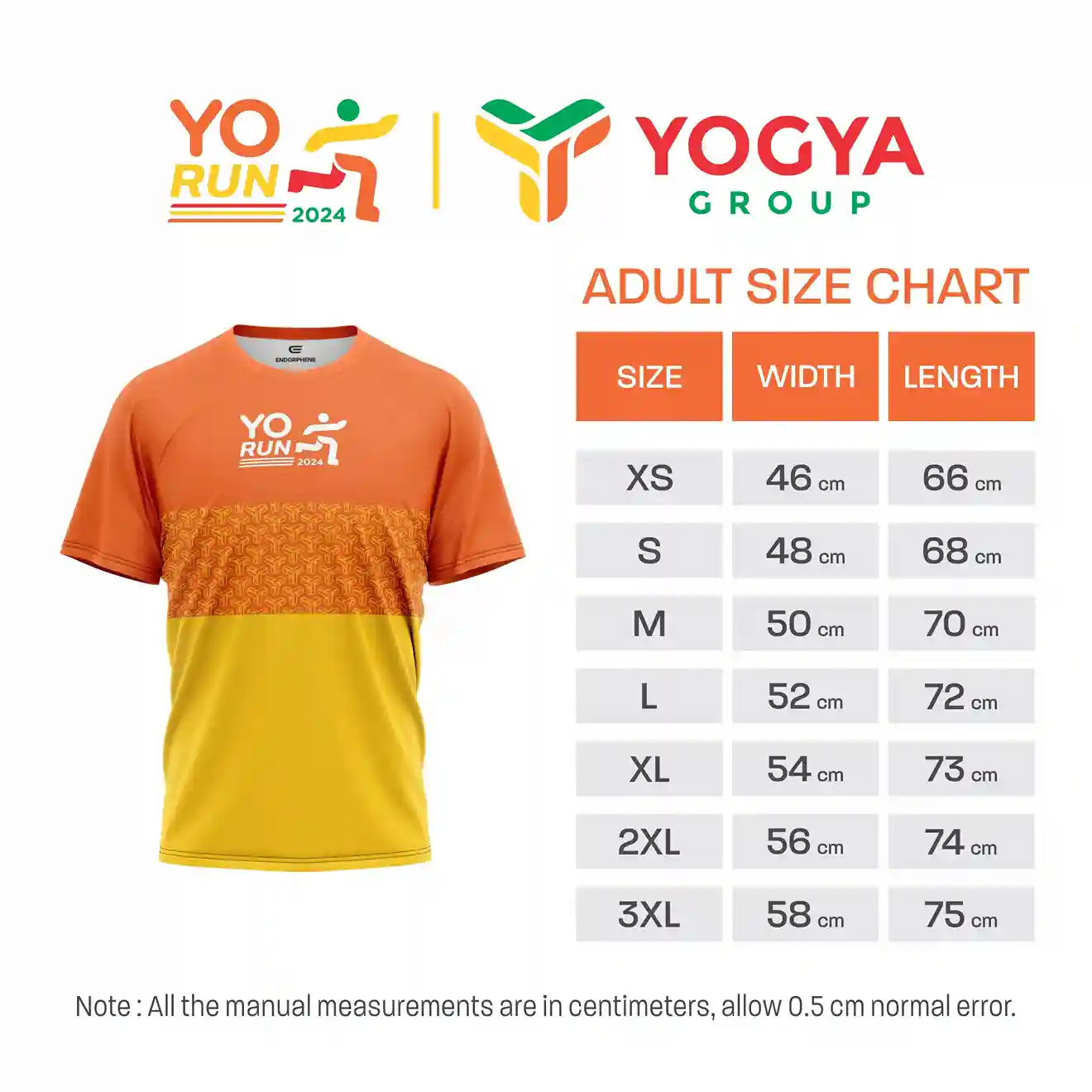 Chart Size YORun for Adults